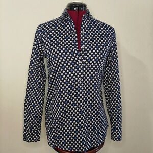 J.Crew Womens Floral Blouse Navy Blue 100% Cotton Popover Collared Shirt Size 0